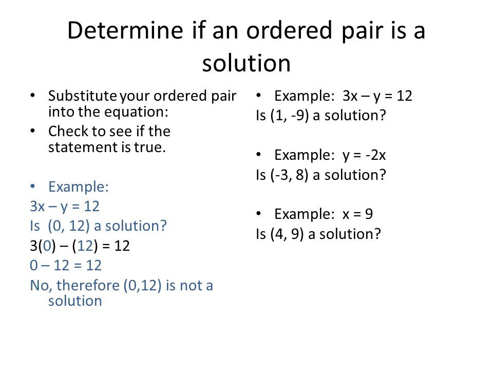 Determine if an ordered pair is a solution