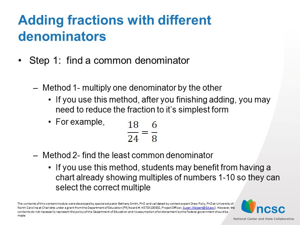 Adding fractions with different denominators