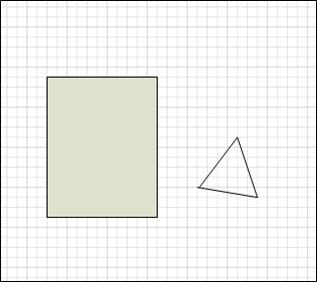 A closed rectangle and an open triangle