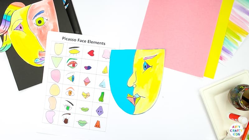Picasso Faces - Easy Art for Kids. A Picasso art project made easy for kids and teachers, with printable guide for drawing faces and multiple face shapes to complete #artycraftykids #kidsart #artforkids