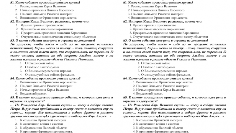 Тест по теме возникновение и распад империи карла великого 6 класс – Тест по истории Возникновение и распад империи Карла Великого 6 класс