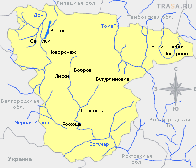 Карта рек воронежской области